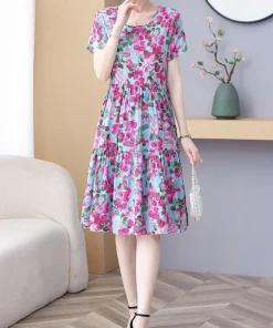 Bohemian Short Sleeve Beach Flower Floral Dresses