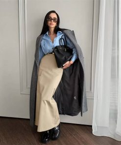 Elegant Slim With Package Hip Stylish High Waist Pockets Split Skirts